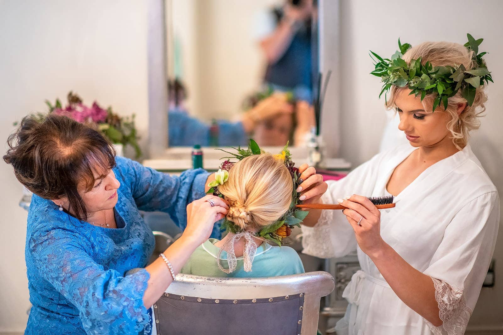 Bride getting ready at Manor By The Lake
